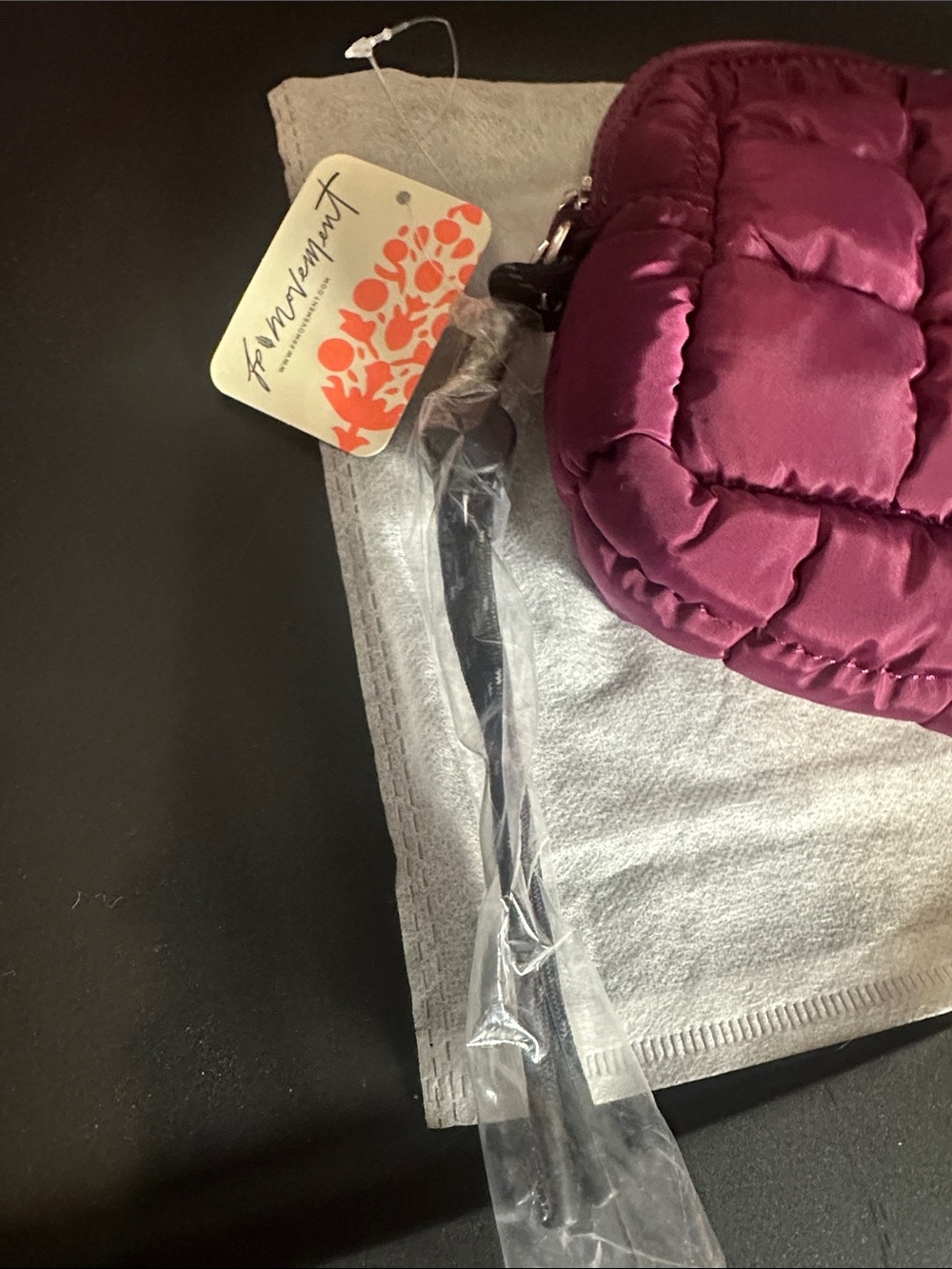 Free People Quilted Puffer Wristlet in deep mulberry - Picture 2 of 9